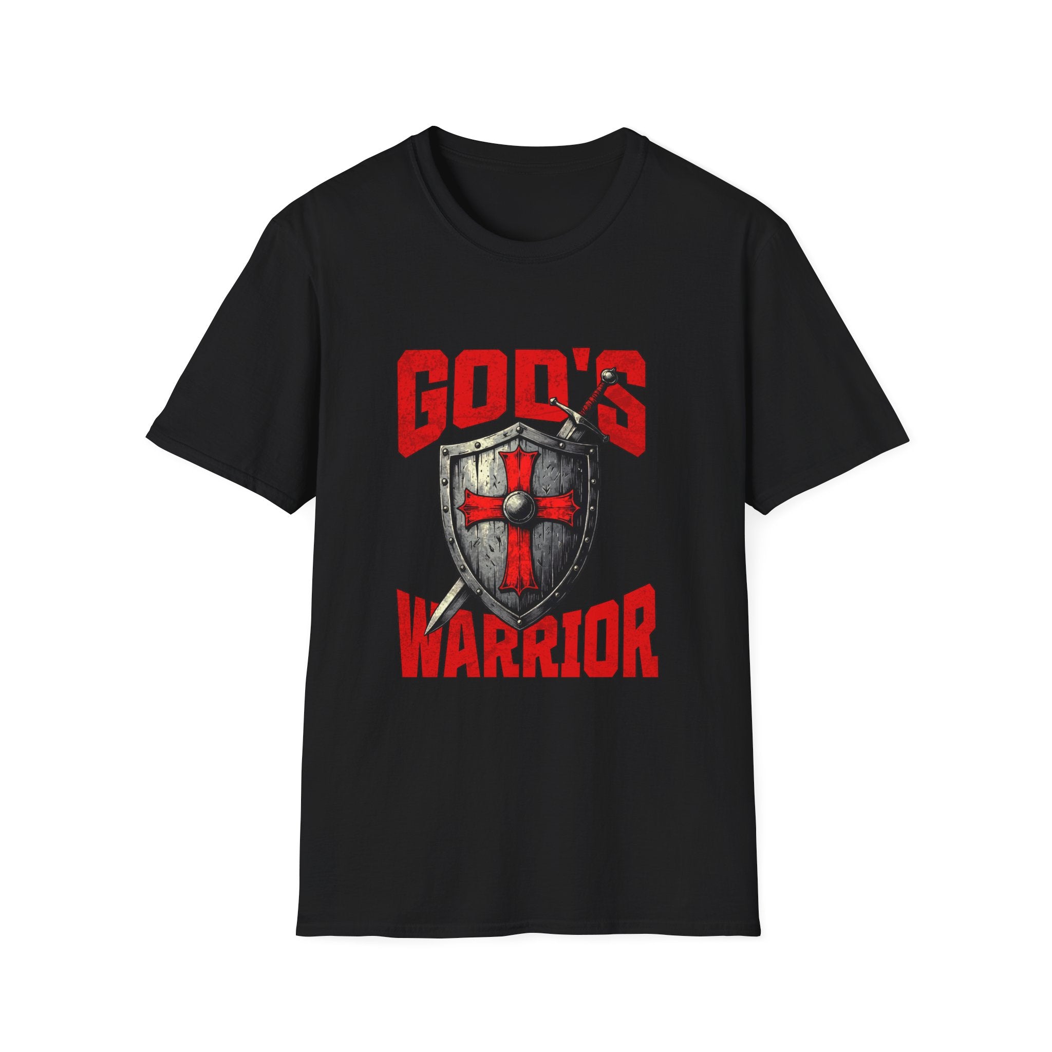 Gods Warrior Grunge Red Text-T-Shirt
