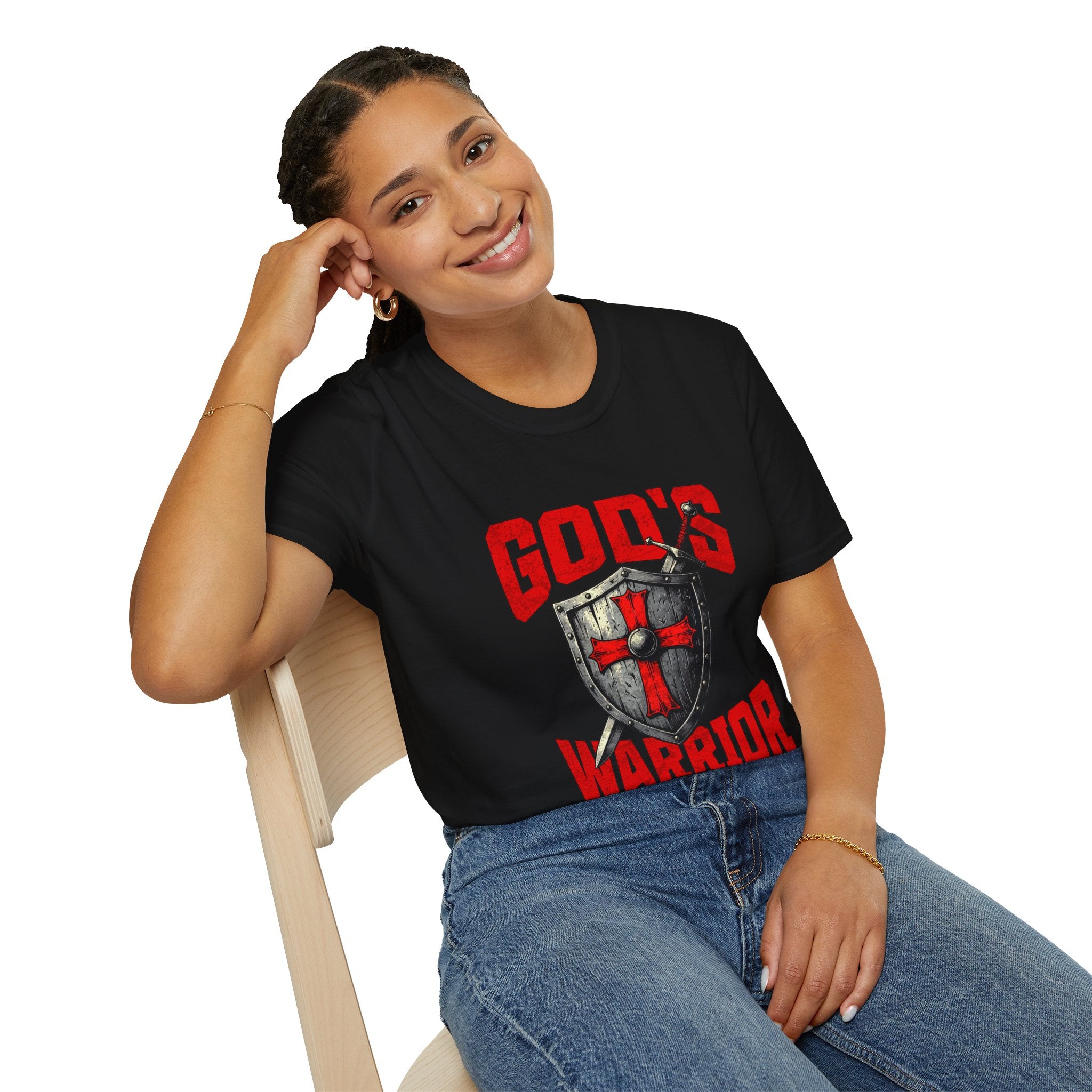 Gods Warrior Grunge Red Text-T-Shirt