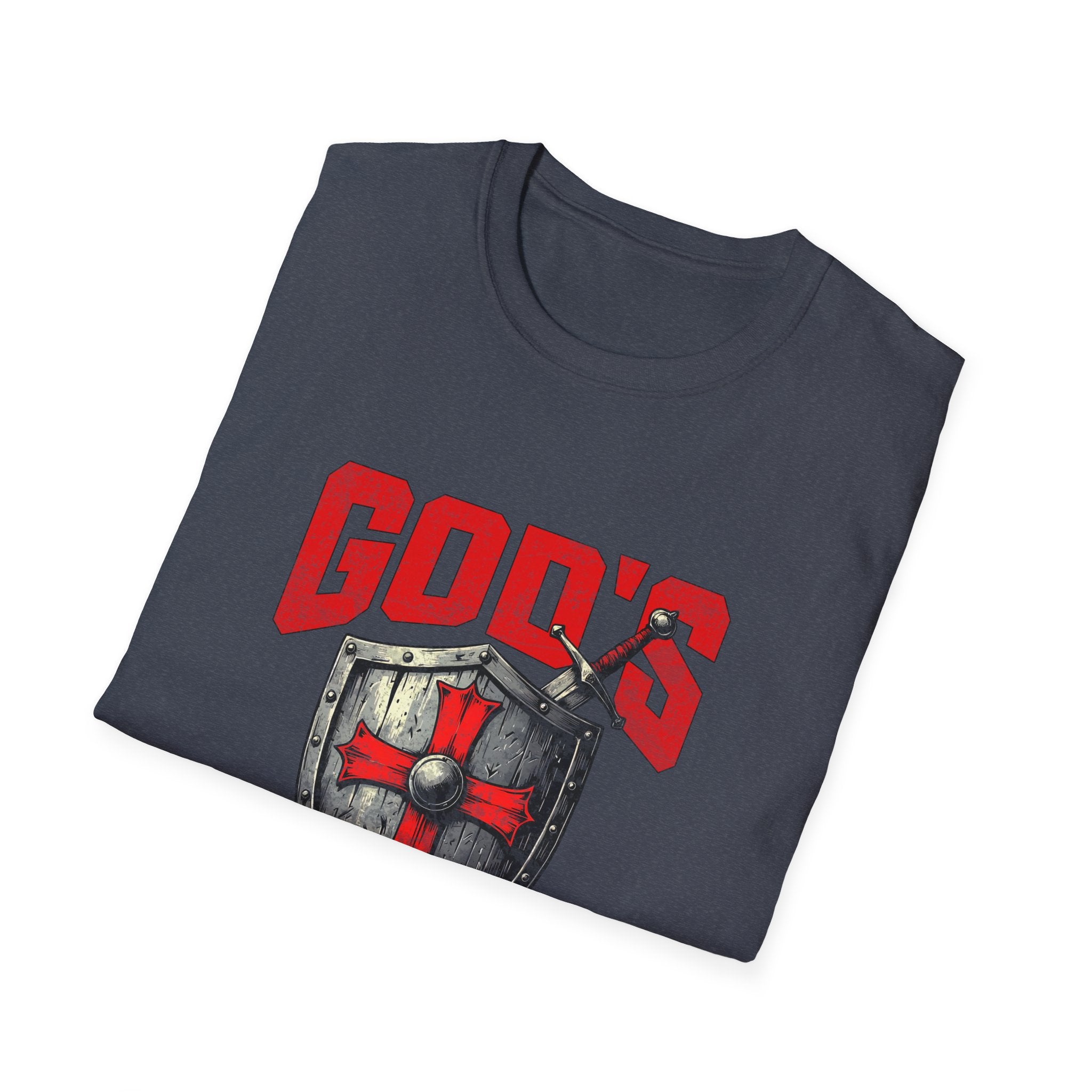 Gods Warrior Grunge Red Text-T-Shirt