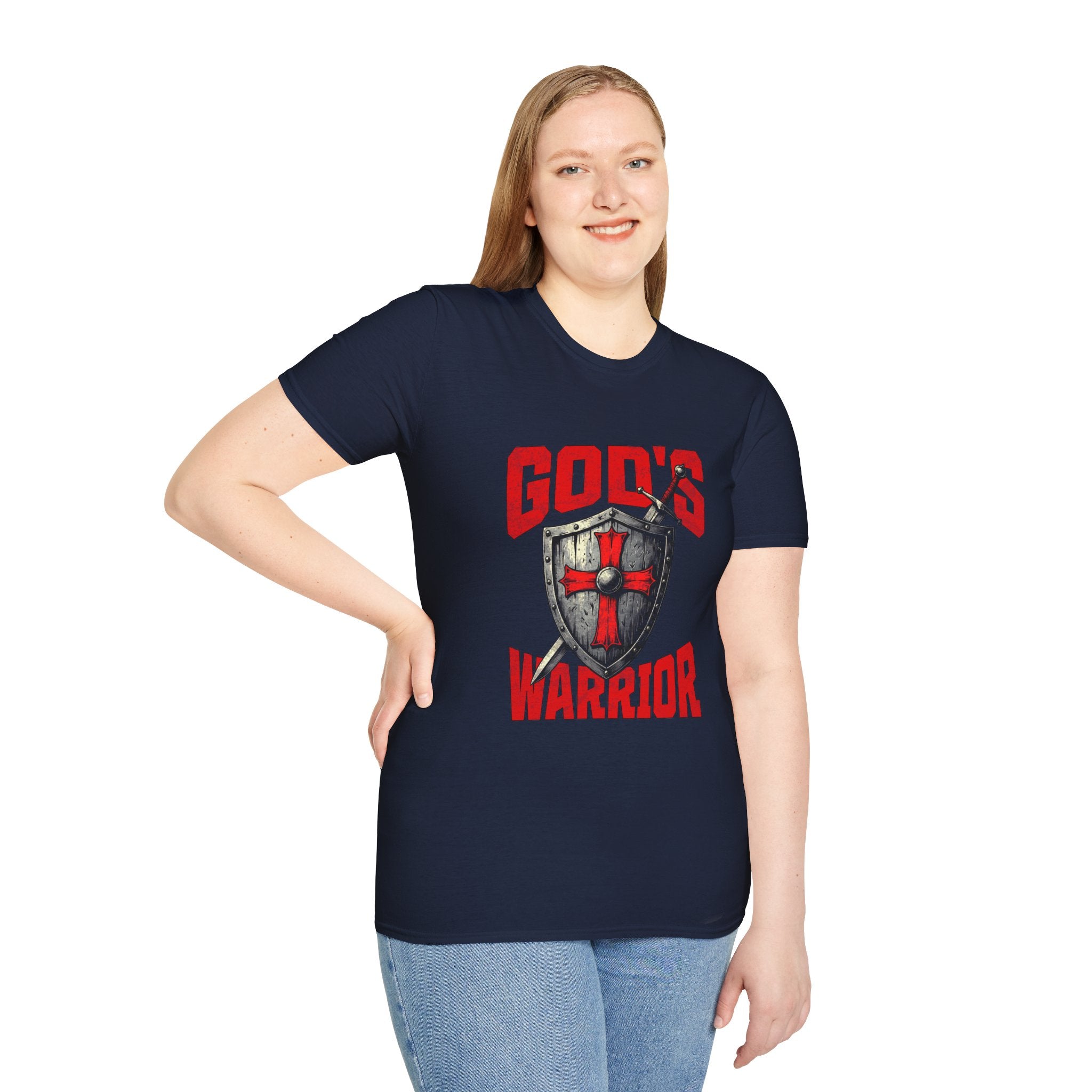 Gods Warrior Grunge Red Text-T-Shirt