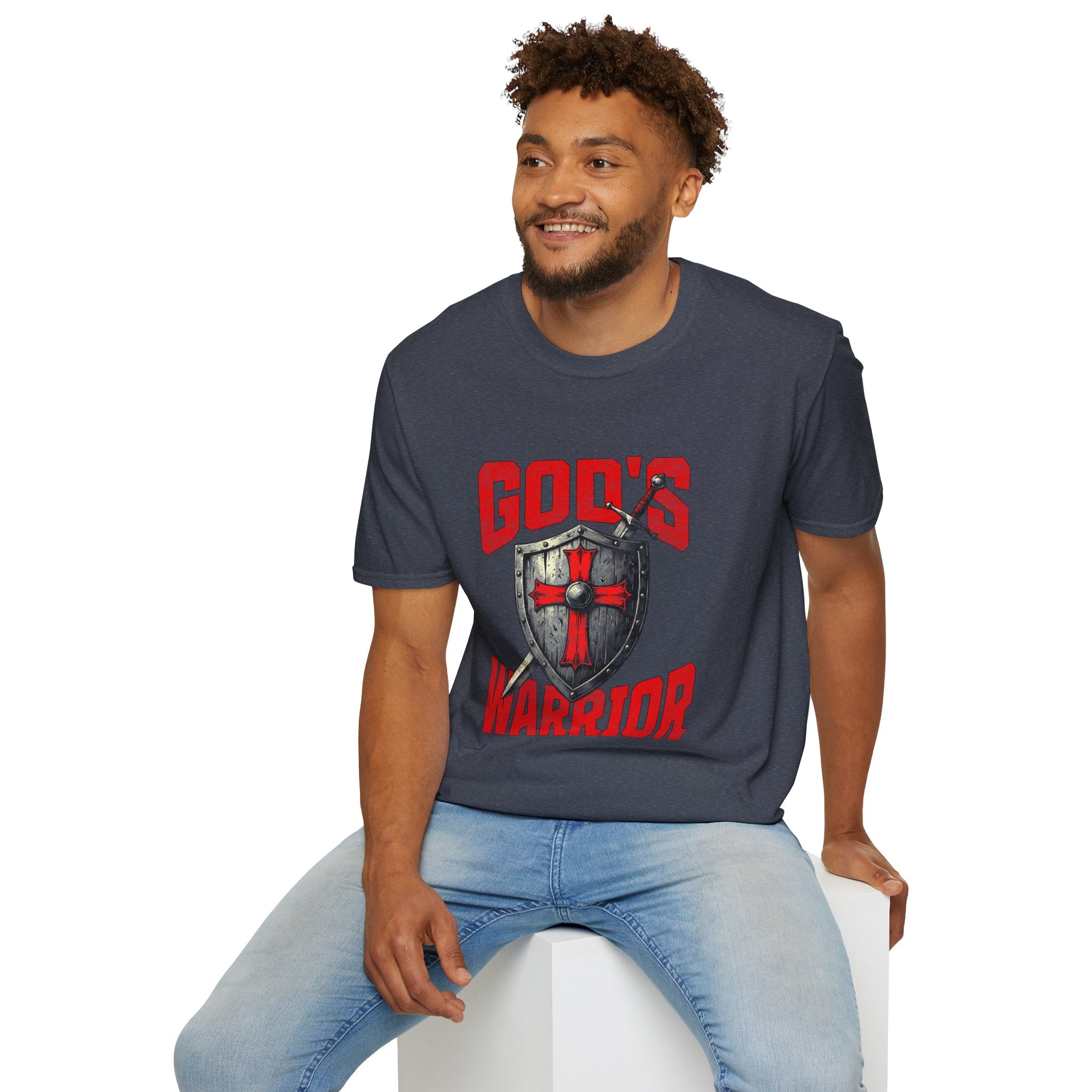 Gods Warrior Grunge Red Text-T-Shirt