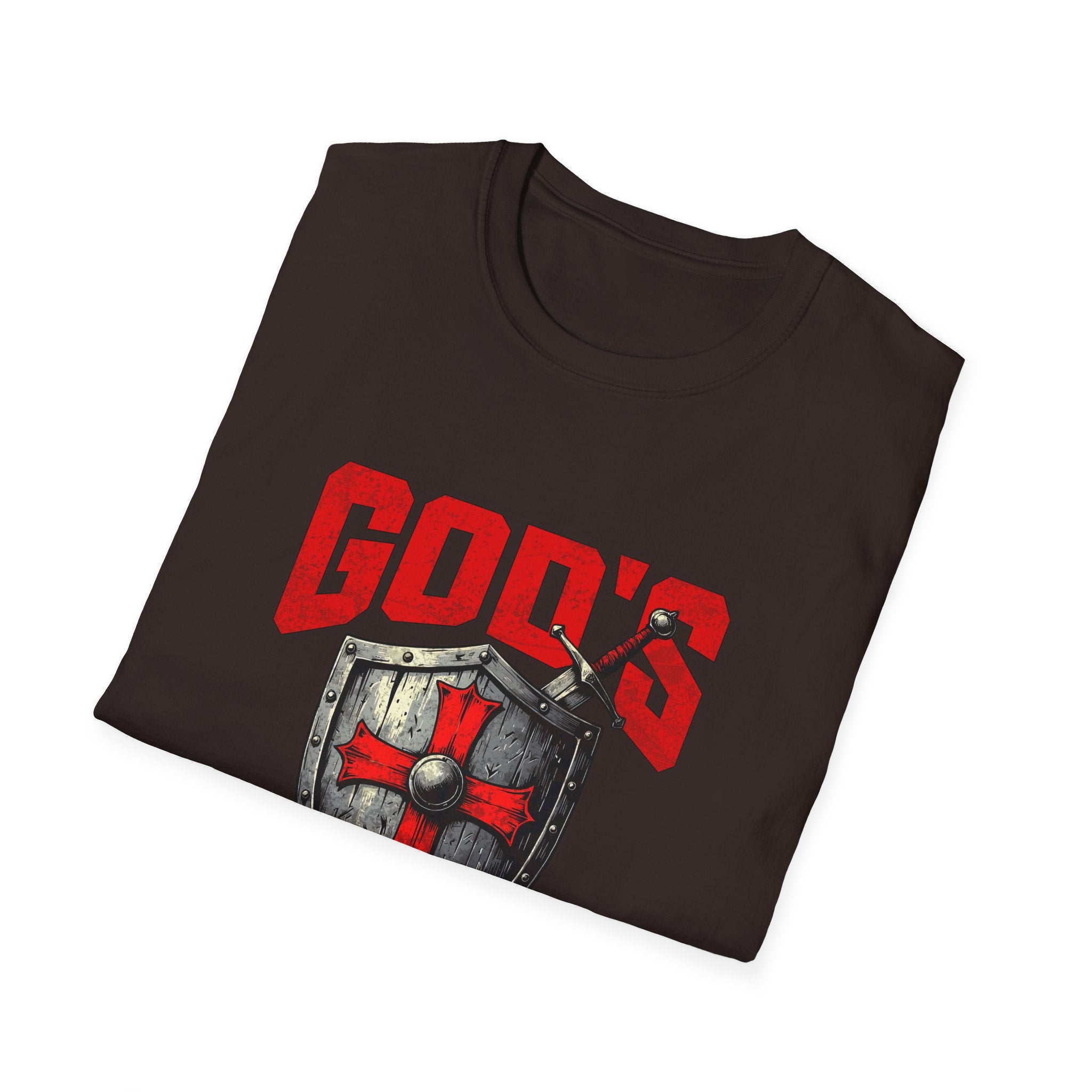 Gods Warrior Grunge Red Text-T-Shirt