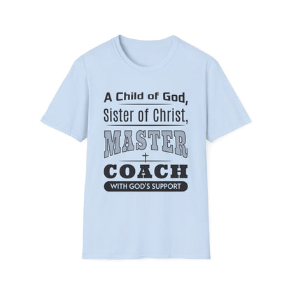Light blue t-shirt with text design on a white background