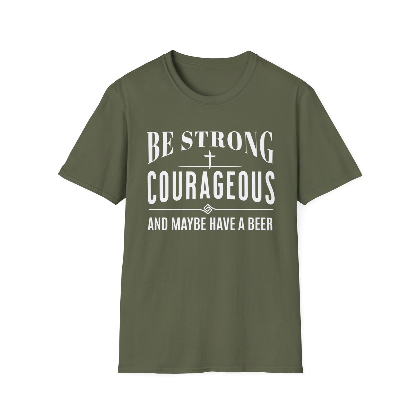Green t-shirt with motivational text on a white background