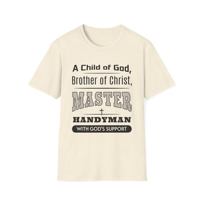 Beige t-shirt with text design on a white background