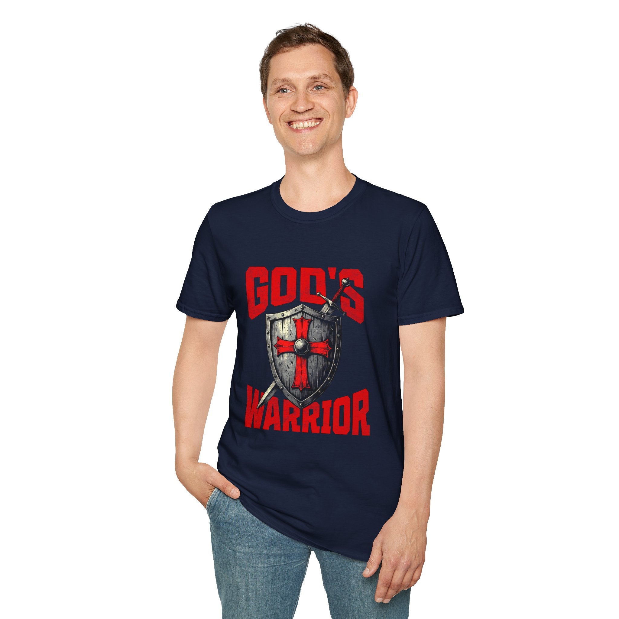 Gods Warrior Grunge Red Text-T-Shirt