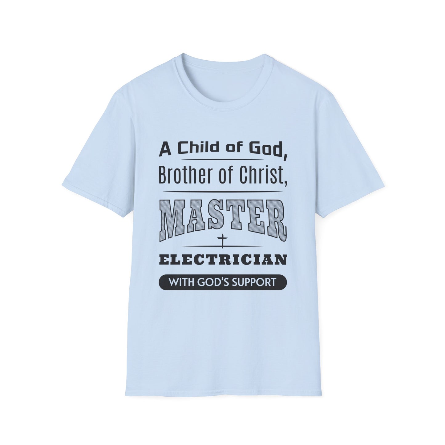Light blue t-shirt with text design on a white background