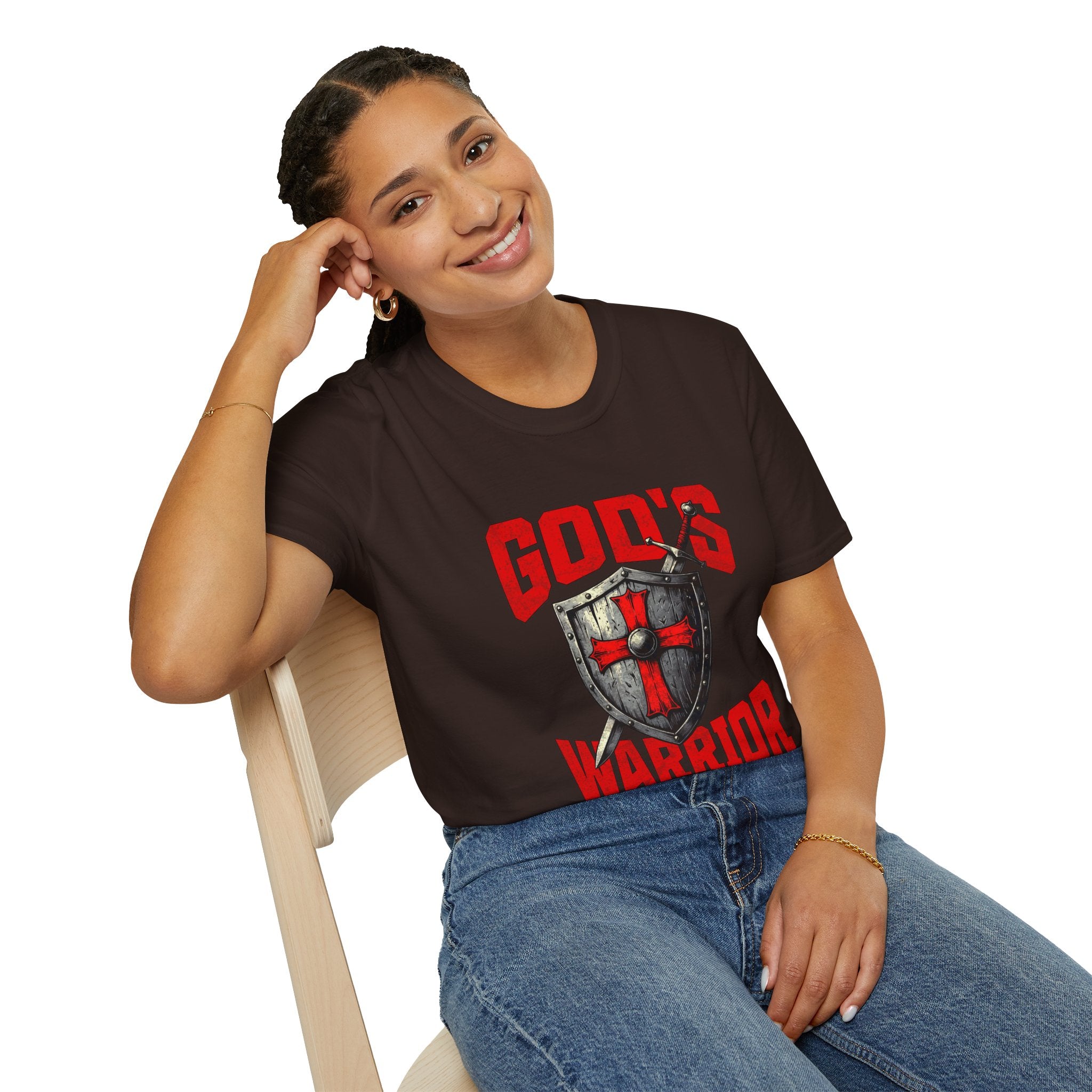 Gods Warrior Grunge Red Text-T-Shirt