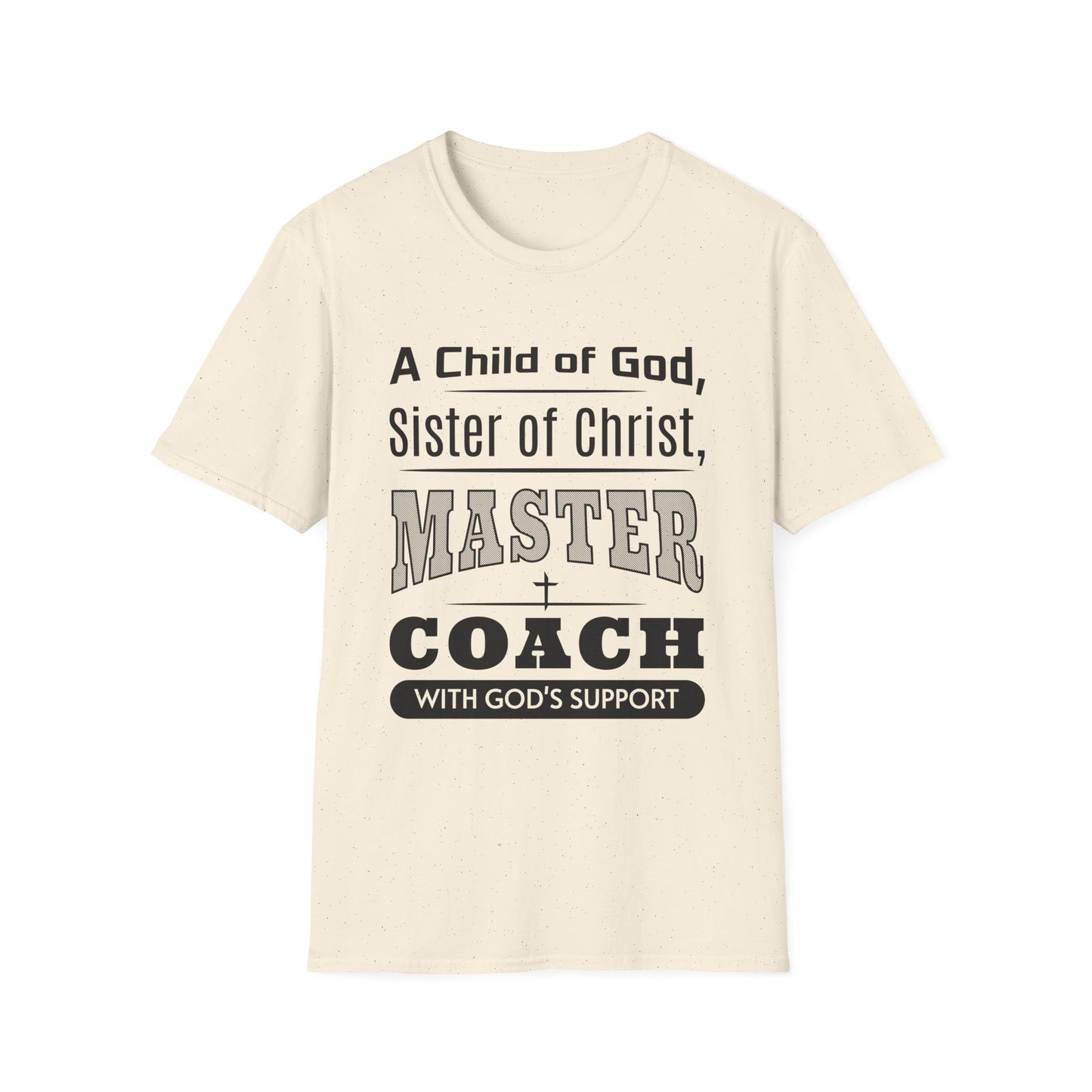 Beige t-shirt with motivational text on a white background