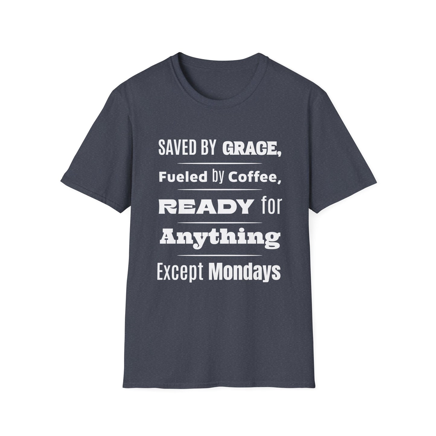 Gray t-shirt with motivational quote on a white background