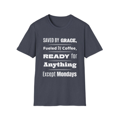 Gray t-shirt with motivational quote on a white background