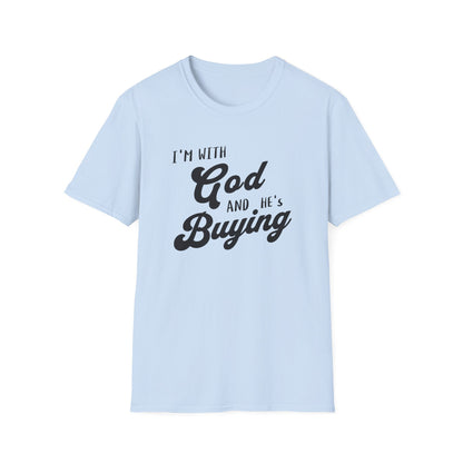 Light blue t-shirt with black text on a white background