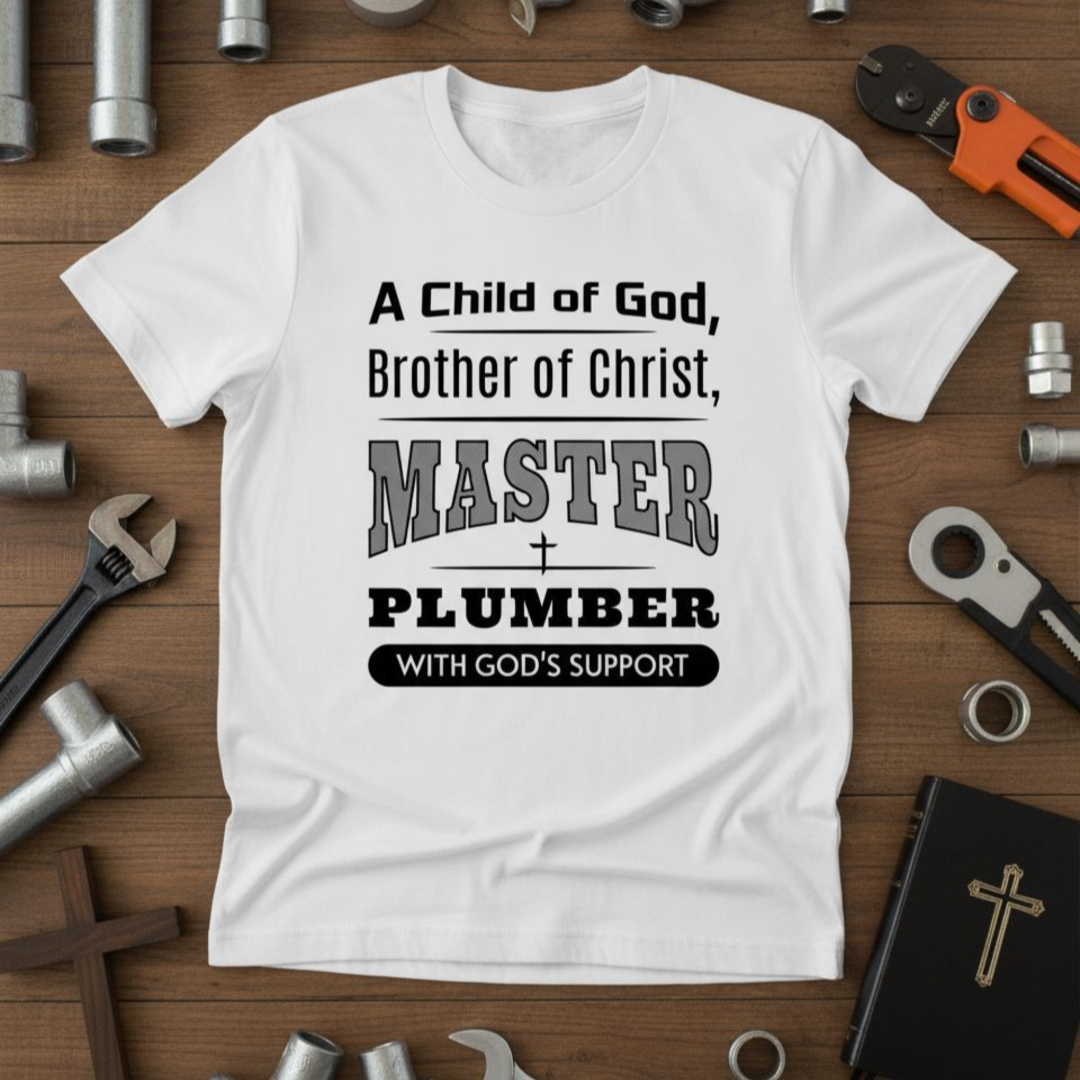 A Child Of God, Brother Of Christ, Master Plumber-T-Shirt