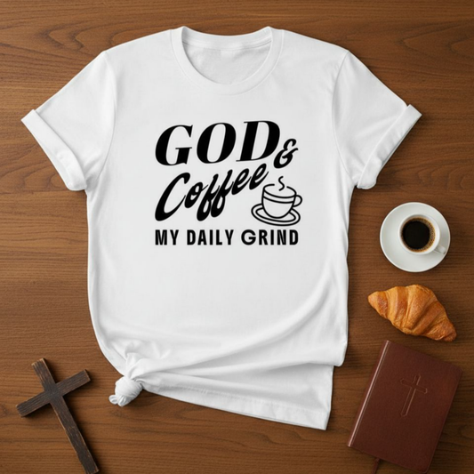 God & Coffee, My Daily Grind-T-Shirt