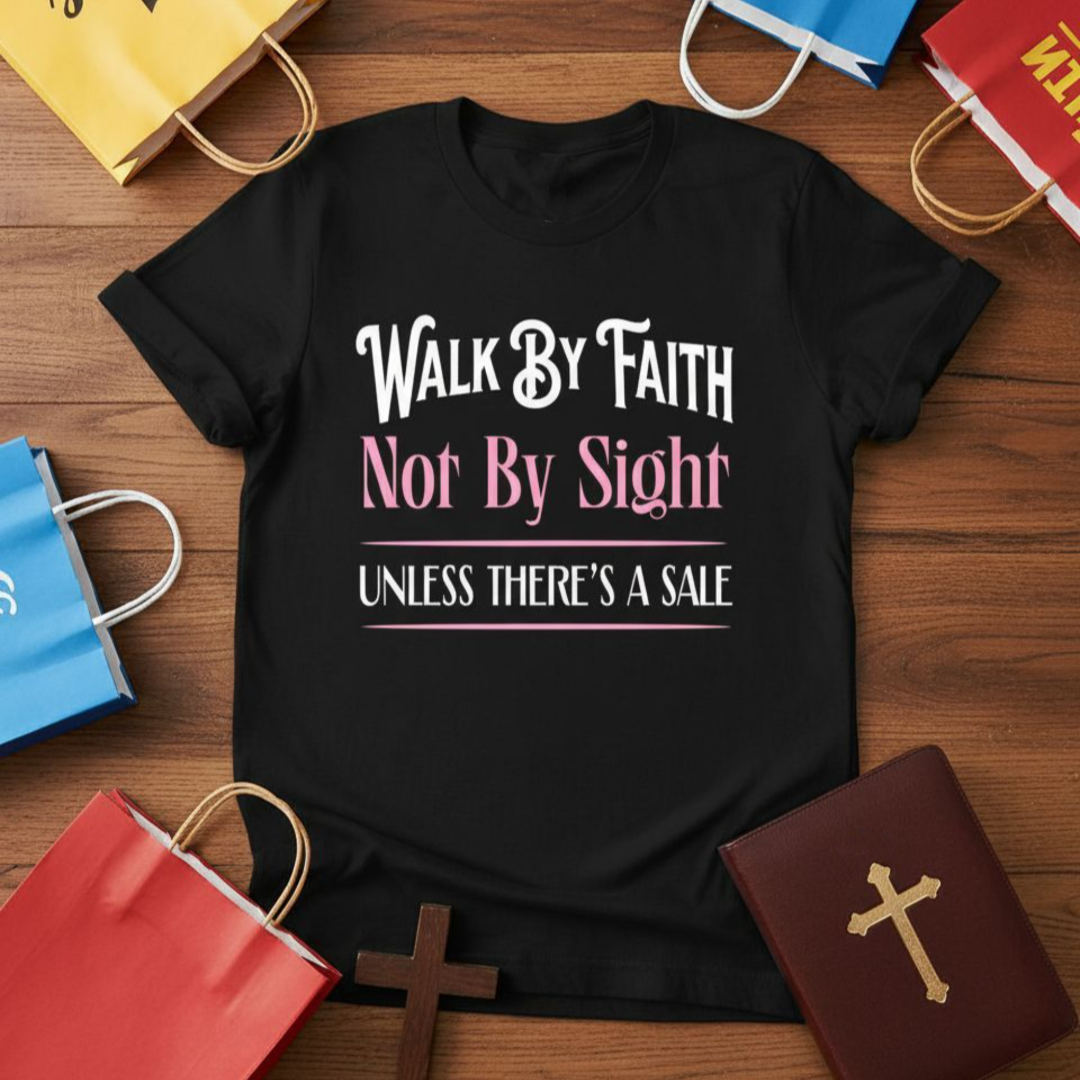 Walk By Faith, Not By Sight, Unless There's A Sale-T-Shirt