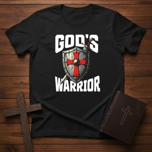 Gods Warrior White Text-T-Shirt