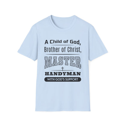 Light blue t-shirt with text design on a white background