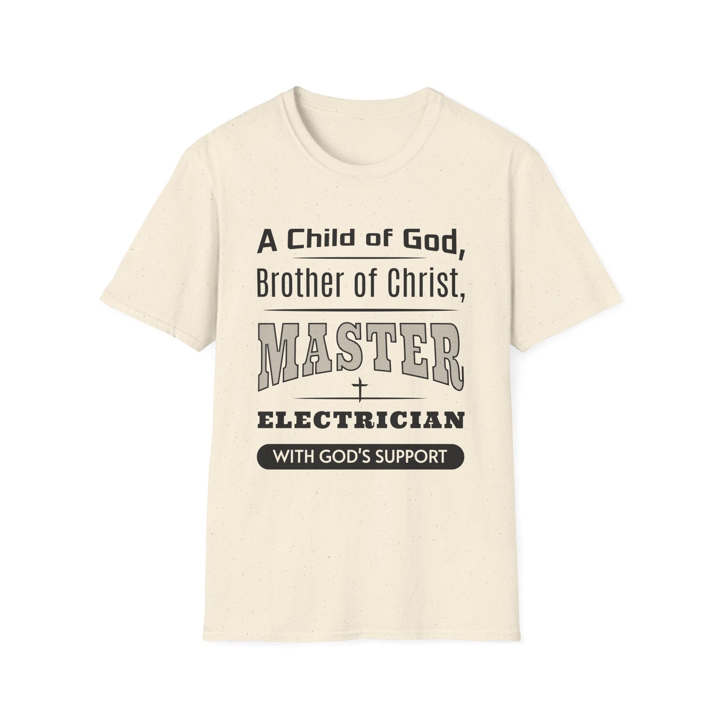 Beige t-shirt with text design on a white background