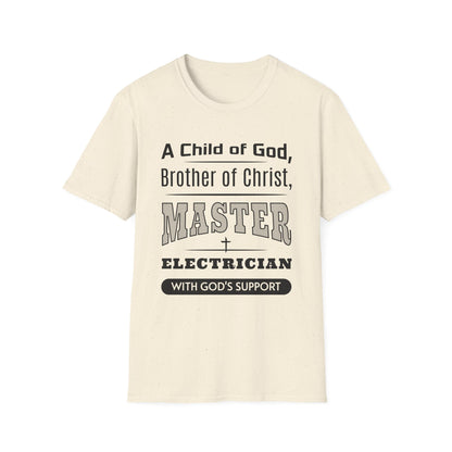 Beige t-shirt with text design on a white background