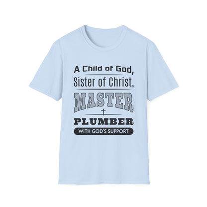 Light blue t-shirt with text design on a white background