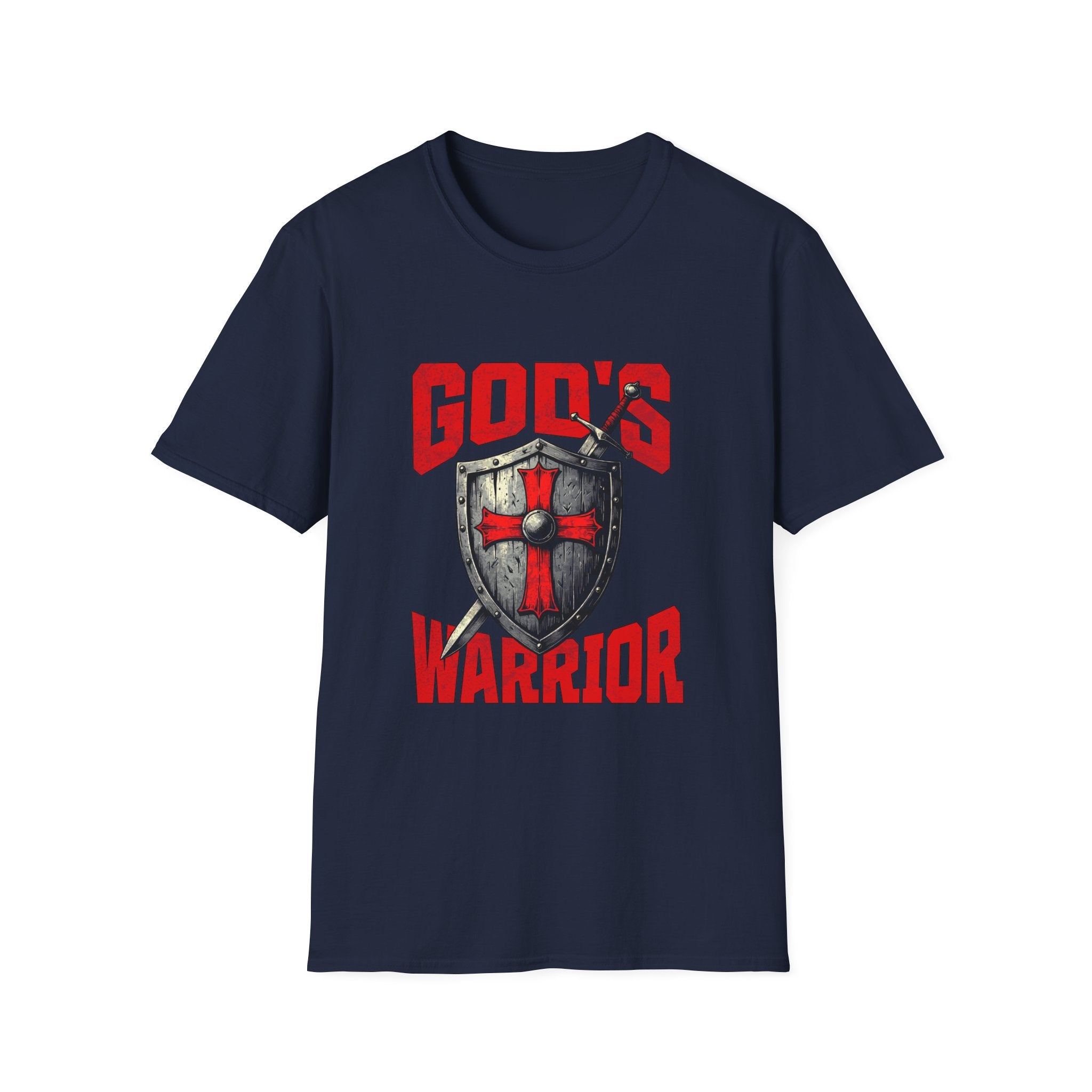 Gods Warrior Grunge Red Text-T-Shirt