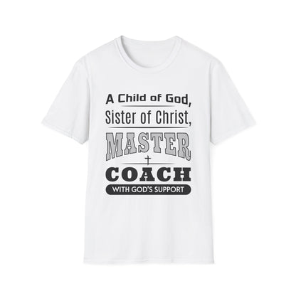 White t-shirt with text design on a white background