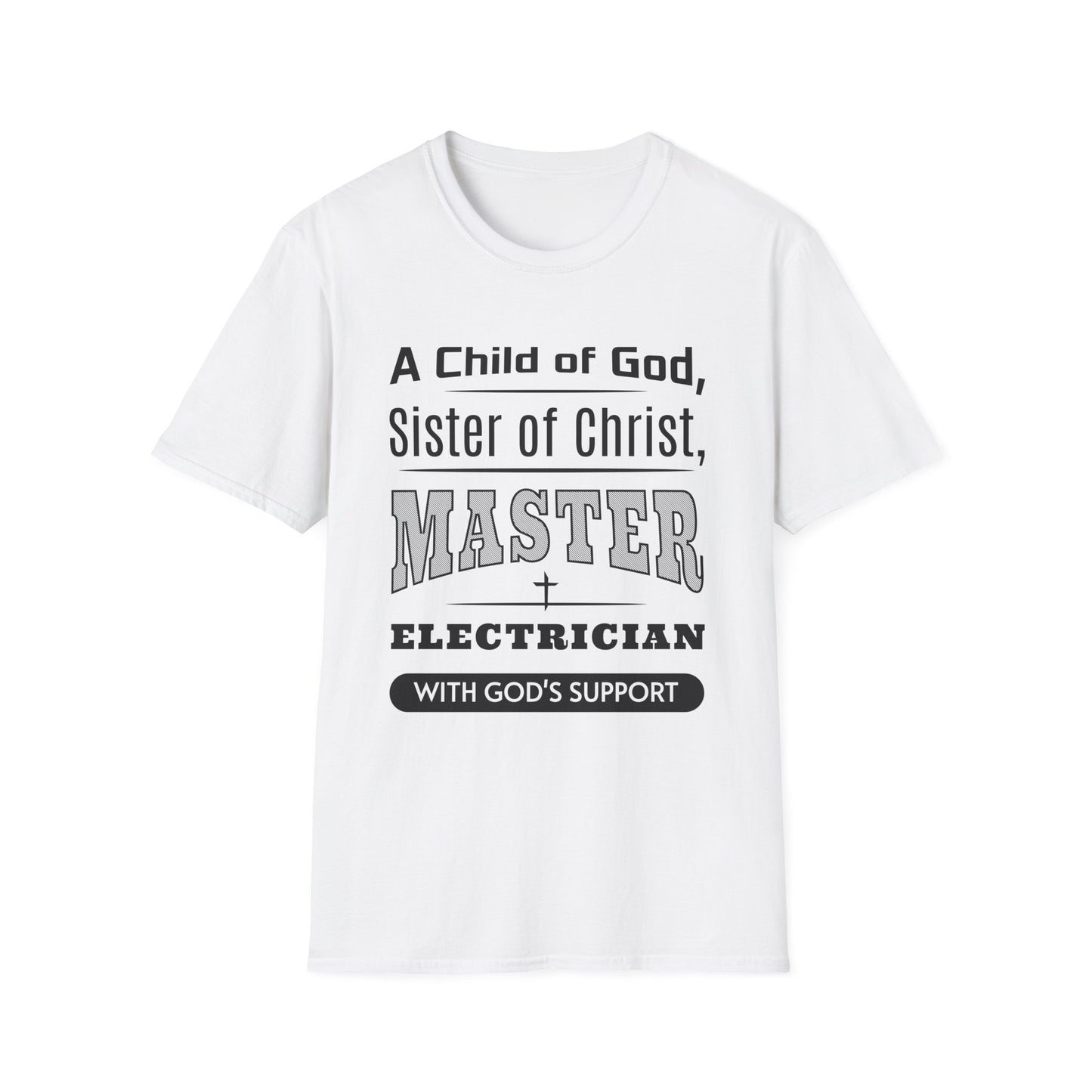 White t-shirt with text design on a white background