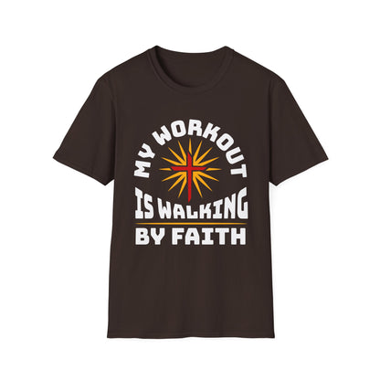 Brown t-shirt with motivational quote and sun graphic on a white background