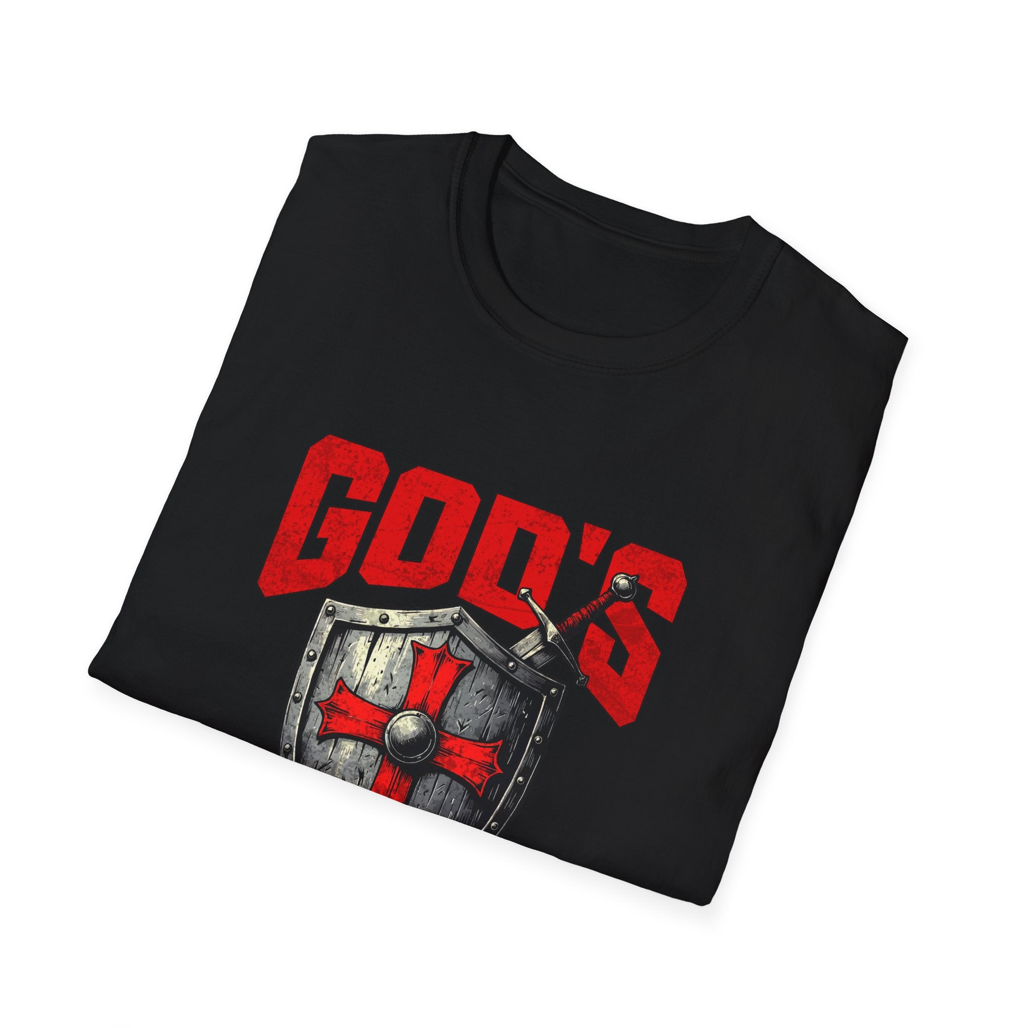 Gods Warrior Grunge Red Text-T-Shirt