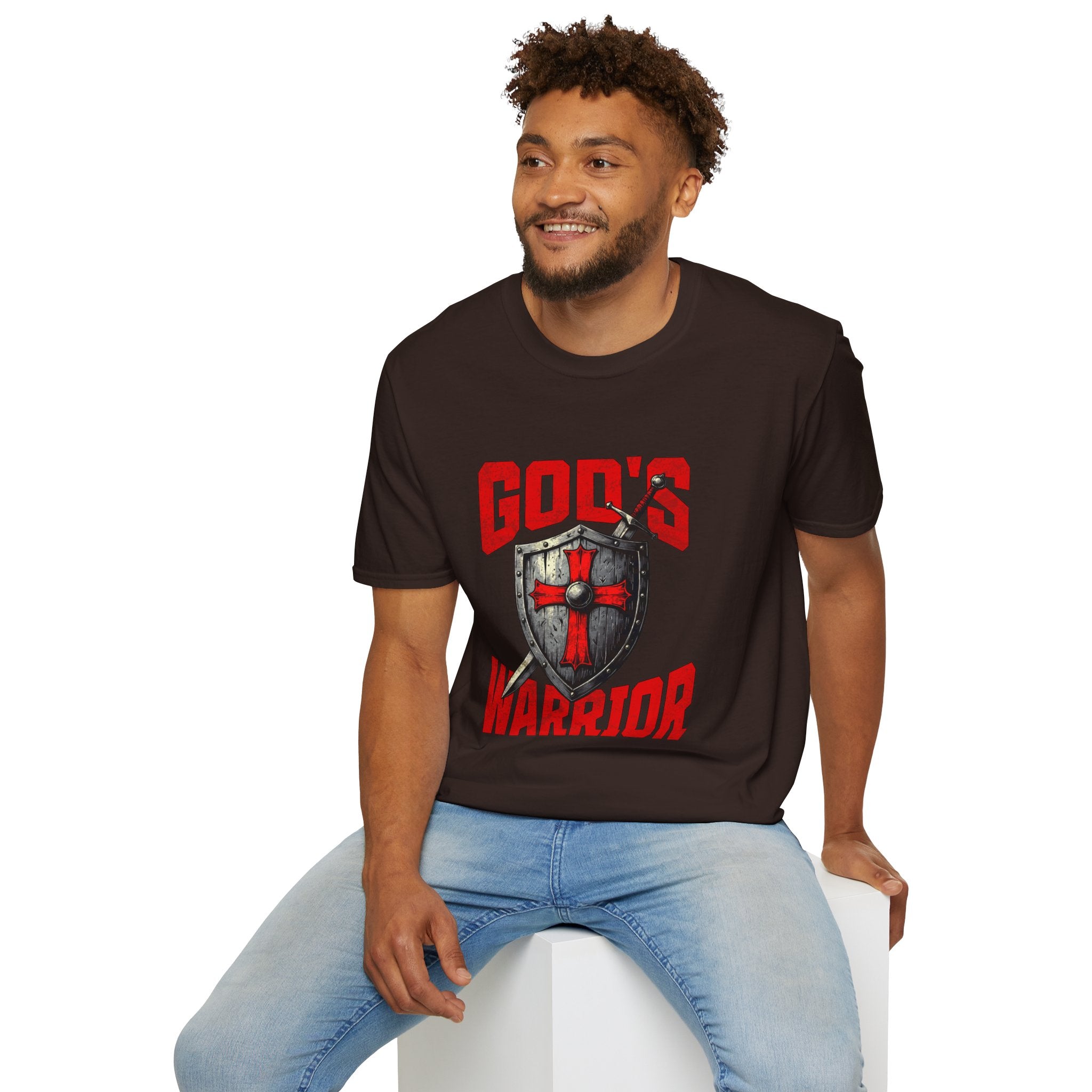 Gods Warrior Grunge Red Text-T-Shirt