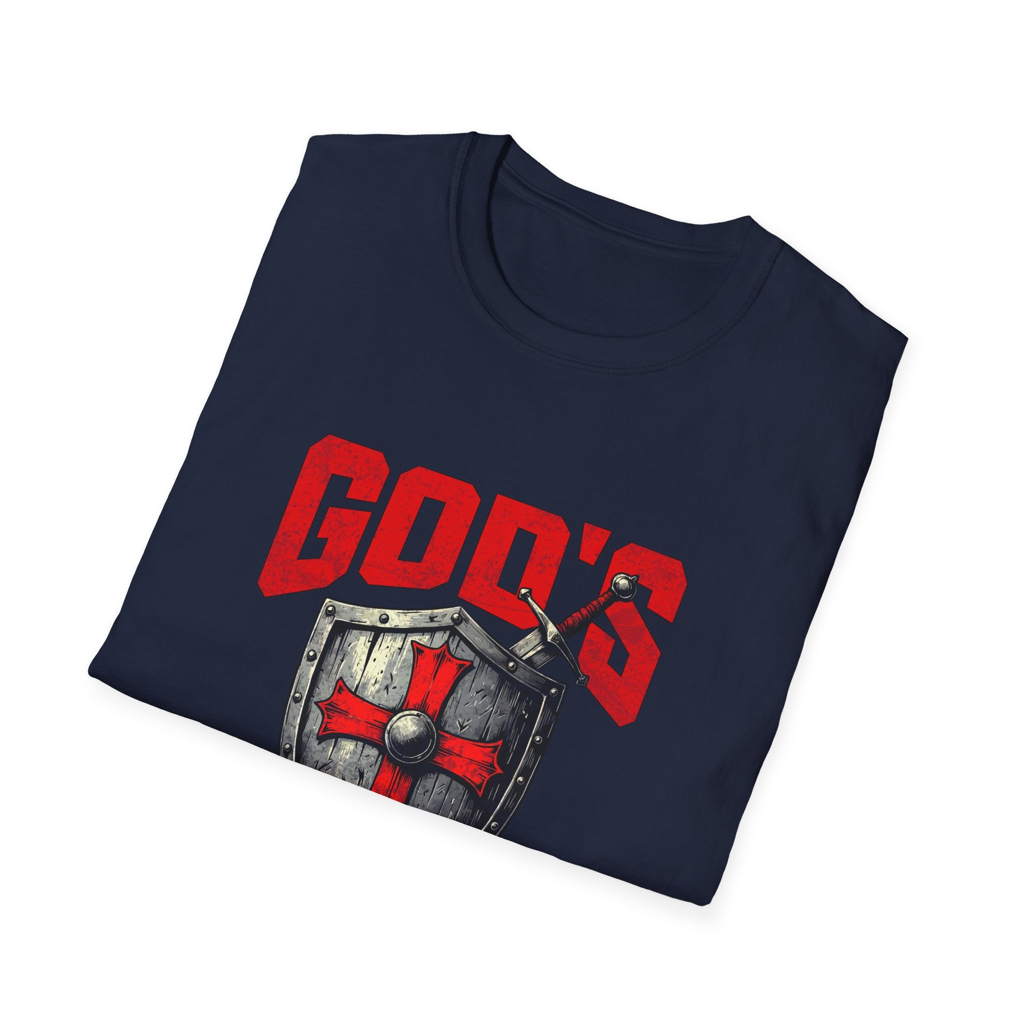 Gods Warrior Grunge Red Text-T-Shirt