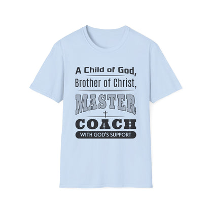 Light blue t-shirt with text design on a white background