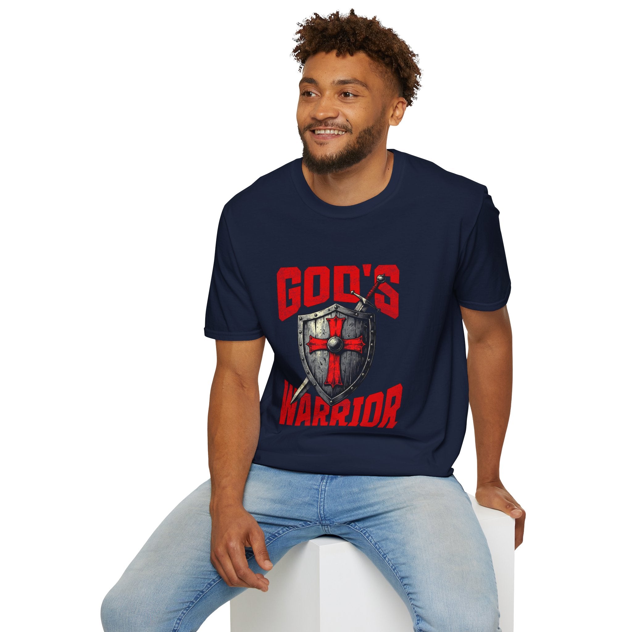 Gods Warrior Grunge Red Text-T-Shirt