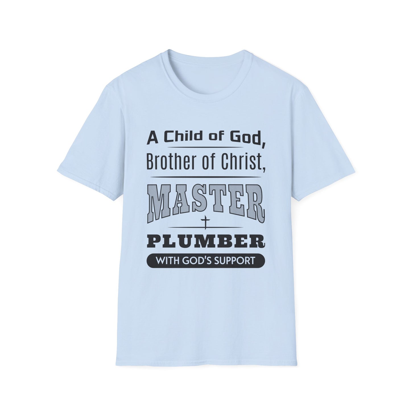 Light blue t-shirt with text design on a white background