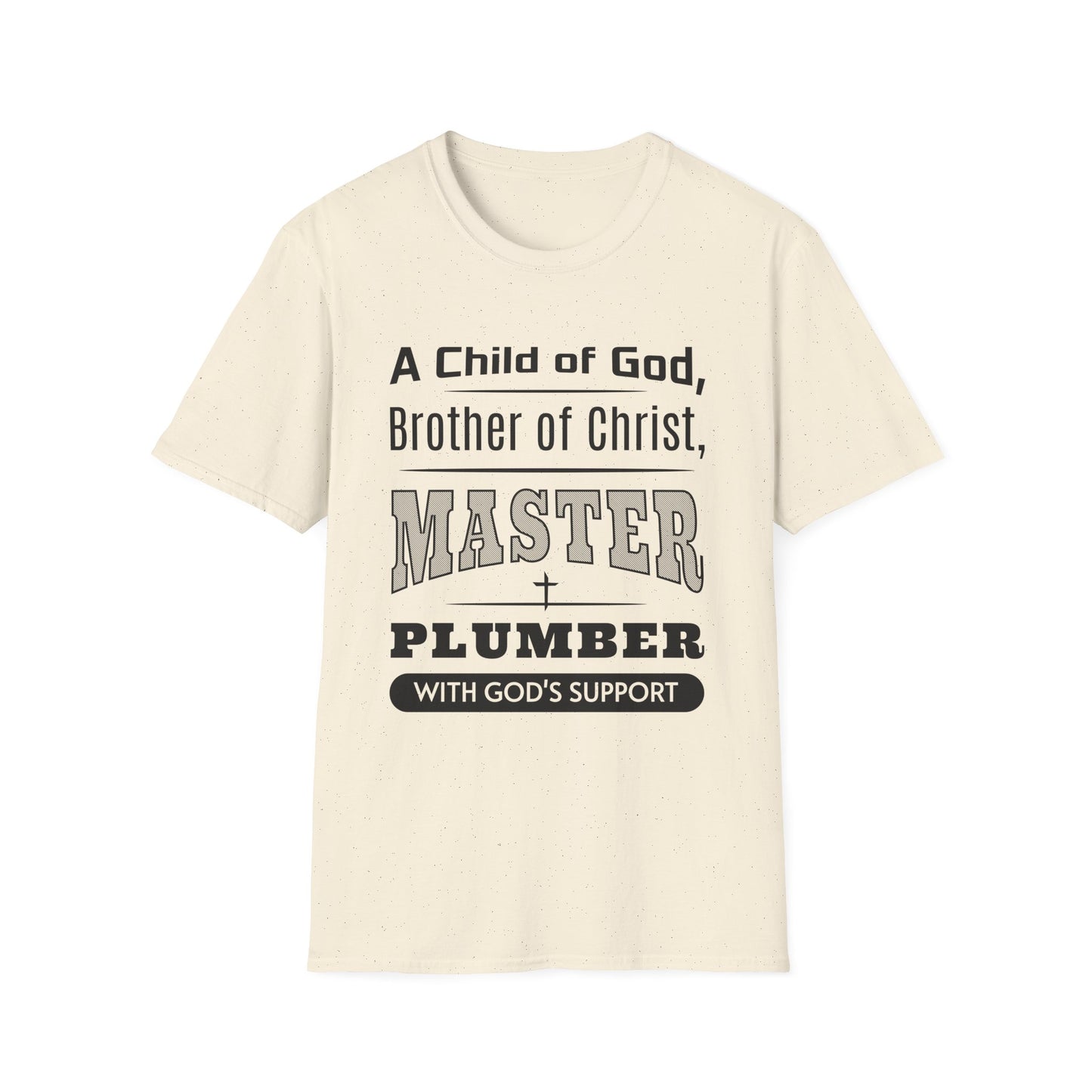 Beige t-shirt with text design on a white background