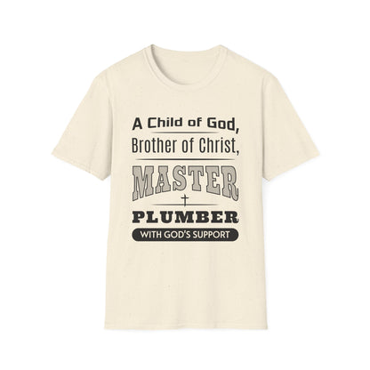 Beige t-shirt with text design on a white background