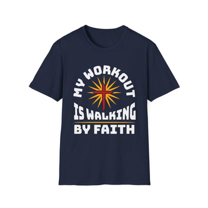 Navy blue t-shirt with motivational quote design on a white background