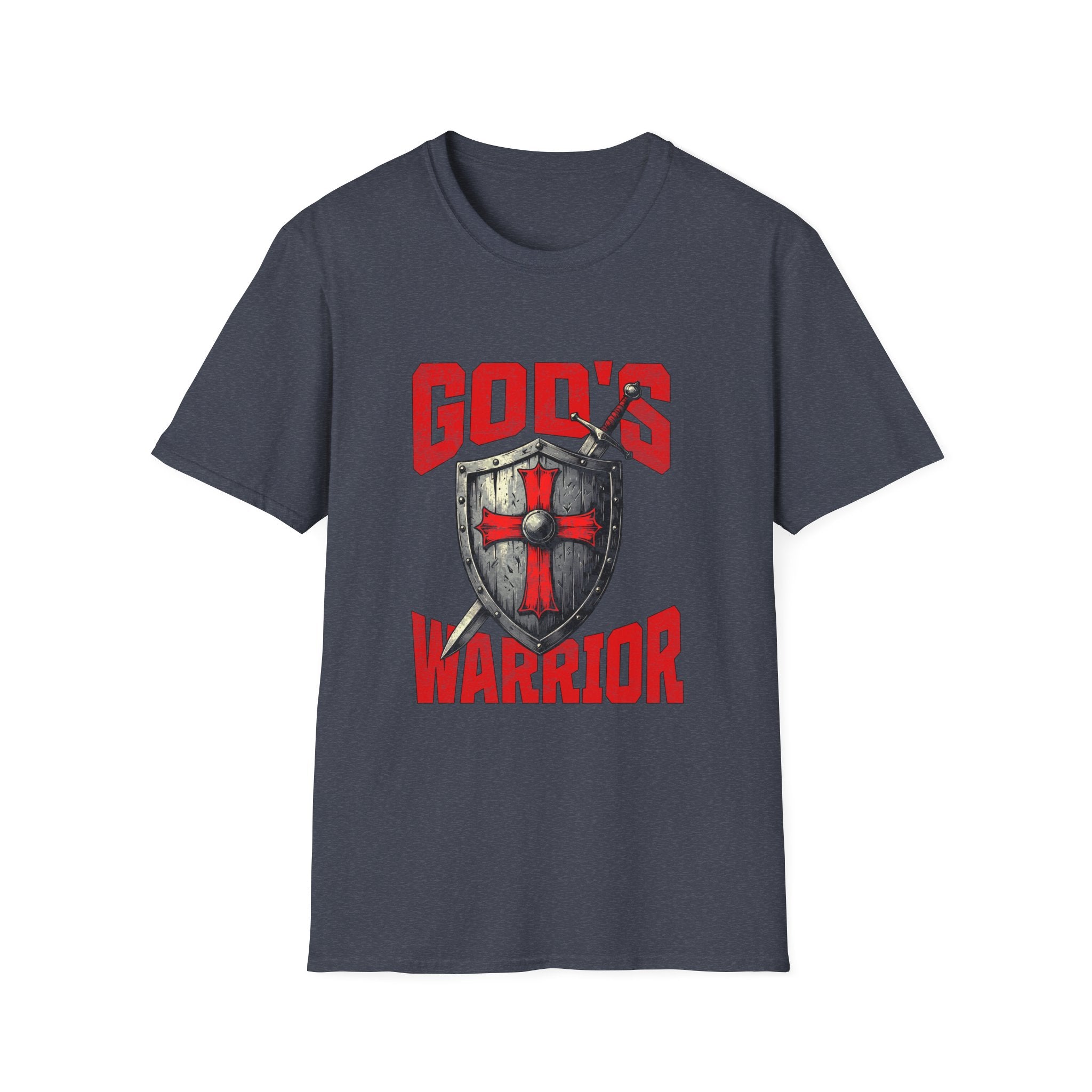 Gods Warrior Grunge Red Text-T-Shirt