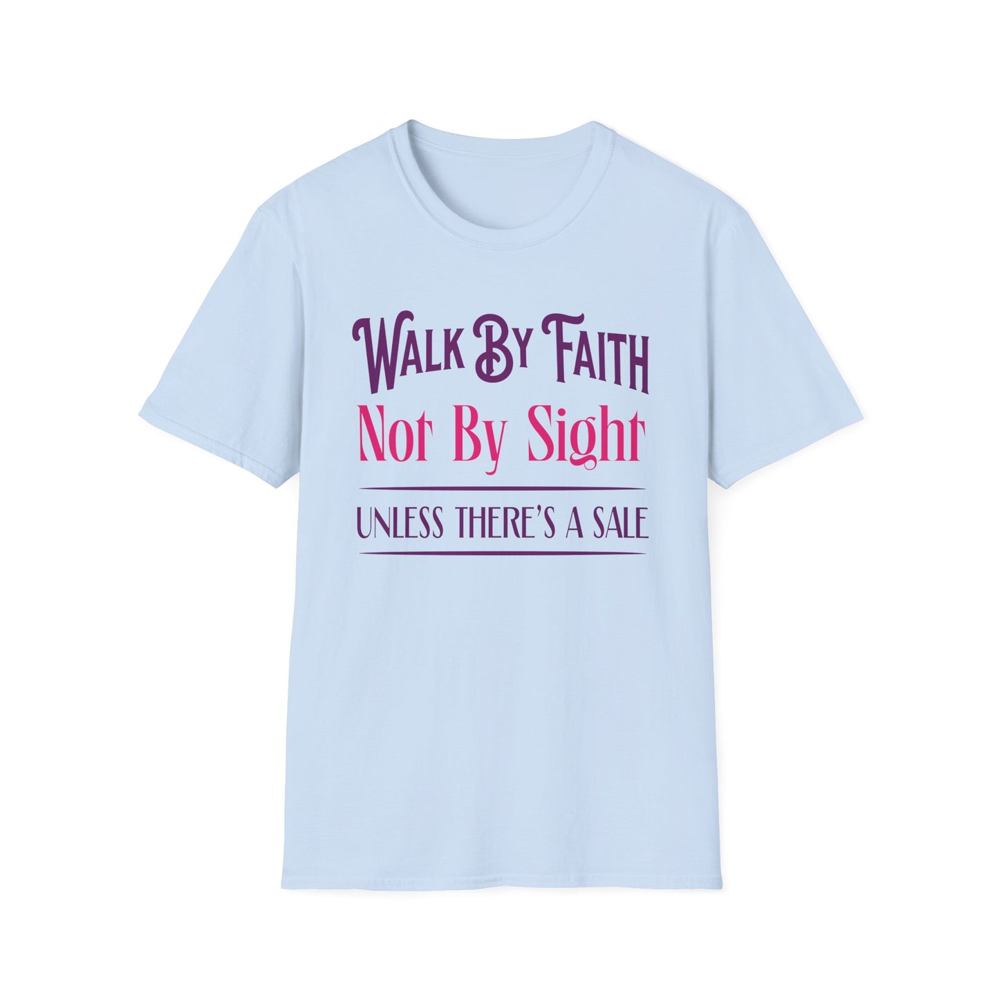 Light blue t-shirt with humorous text design on a white background